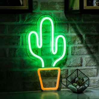 OEM Letrero De Ne&oacute;n Led Con Forma De Cactus, Luces Nocturnas Alimentadas Por Usb, Letrero Decorativo Para Bar, Pub, Tienda, Club, Garaje, Hogar, Fiesta (c