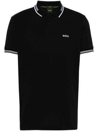 BOSS logo-print polo shirt - men - Cotton/Elastane - 3XL - Black