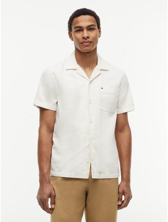 Tommy Hilfiger Mens Regular Fit Denim Camp Shirt - Ecru - XXL