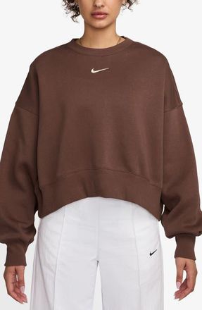 Nike Phoenix Fleece Crewneck Sweatshirt in Fauna Brown/Sail at Nordstrom, Size Xx-Large