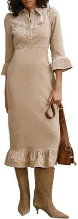 Mint Velvet Corduroy Midi Dress in Neutral at Nordstrom, Size 10
