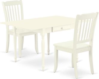 East West Furniture Dining Room Set Linen White, MZDA3-LWH-W