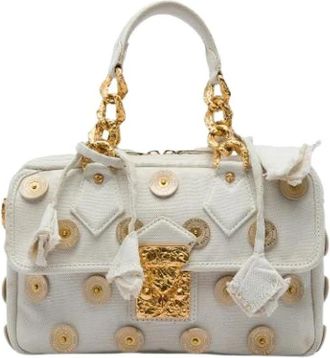 Louis Vuitton Pre-owned Polka Dots Panama Tinkerbell Bag - Dames - Vintage Handtas - Wit - ONE Size - Leer - Vintage