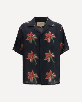 Valentino Camicia bowling in lino stampa Papier Floral Man 50