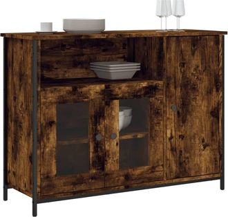 Berkfield Home Sideboard Smoked Oak 100x35x75 cm Engineered Wood in Brown | Size: 100 x 35 x 75 cm