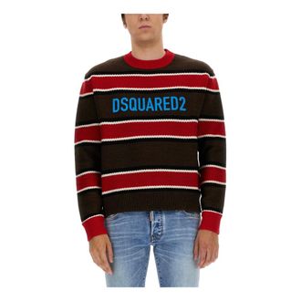 Dsquared2 Round-neck Knitwear, male, Multicolor, Size: L Stripes Crew Sweater