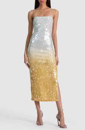 Alice & Olivia Fifi Ombr&eacute; Sequin Midi Dress in Clear Skies at Nordstrom, Size 10