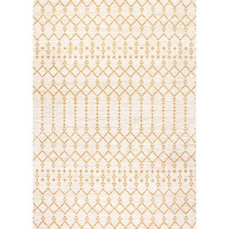 Jonathan Y Designs Ourika Moroccan Geometric Textured Weave Indoor/Outdoor Area Rug in Cream/yellow at Nordstrom, Size 5Ft 0In X 8Ft 0In
