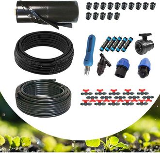 Esto Kit Irrigazione a Goccia Completo per Orto con Pacciamatura, 50mq Sistema Tubo Irrigazione Gocciolatore, Manichetta o Ala Gocciolante passo 20 30 40