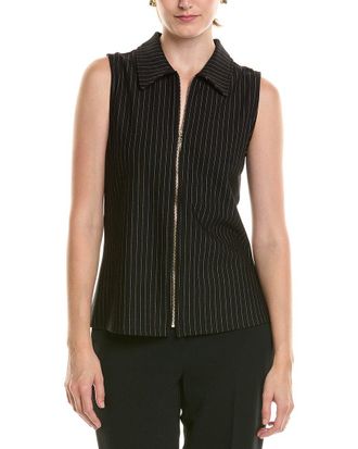 Anne Klein Front Zip Mock Neck Top