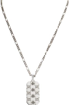 Gucci GG and bee engraved pendant necklace