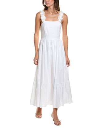 CeCe by Cynthia Steffe Cece Floral Strap Tiered Linen-Blend Midi Dress