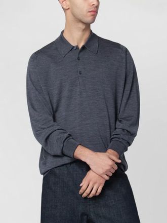 John Smedley wool polo shirt long sleeves ribbed cuffs