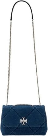 Tory Burch Tory Burch, Cross Body Bags, female, Blue, Size: ONE SIZE Kira Diamond Quilt Small Convertible Bag