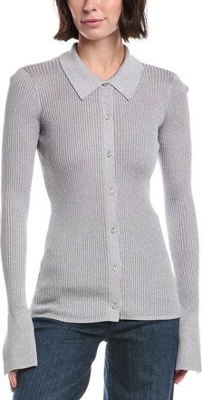 7 For All Mankind Metallic Button-Up Sweater