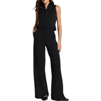 Spanx AirEssentials Draped Jumpsuit in Very Black at Nordstrom, Size X-Large
