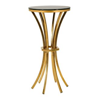 Mauro Ferretti Mesa alta de metal y cristal en color dorado y negro (&oslash; 40x81 cm)