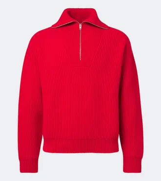 Jil Sander Jersey acanalado de lana con media cremallera