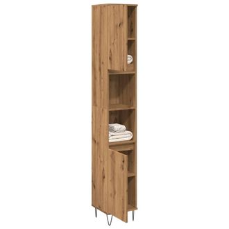 Berkfield Home Bathroom Cabinet Artisan Oak 30x30x190 cm Engineered Wood in Brown | Size: 30 x 30 x 190 cm