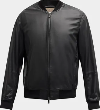 Emporio Armani Men & apos;s Leather Bomber Jacket