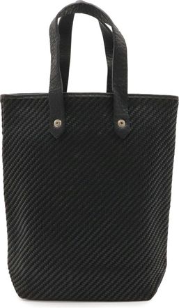 Herm&egrave;s Black Polyester Leather Handbag Tote Bag (Pre-Owned)