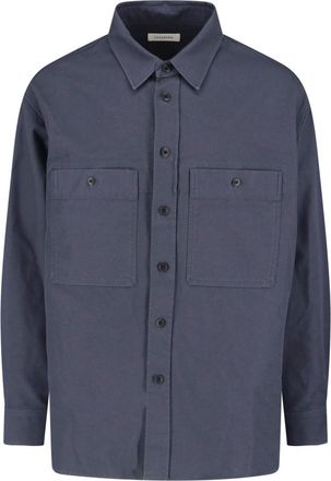 Christophe Lemaire Black Boxy Pleated Casual Shirt