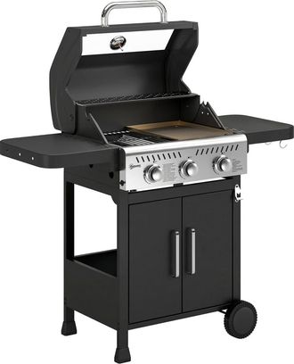 OUTSUNNY Barbacoa de gas 125x57x110 cm negro