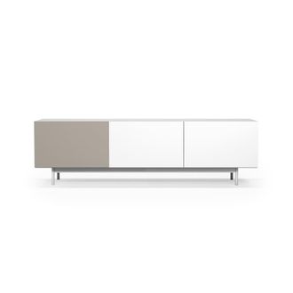 HERDASA Mueble TV 3 puertas melamina blanco-arena patas blanco 52x180x44 cm