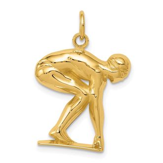 Diamond2Deal 14k Yellow Gold Swimmer Diver Charm