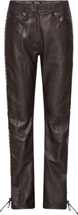 Rotate Leren broek met veters - Dames - Leren Broeken - Bruin - M - Leer - Broeken