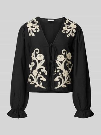 Vila Regular Fit Bluse aus Viskose-Mix mit Leinen-Anteil Modell POLENE in Black, Gr&ouml;&szlig;e 34