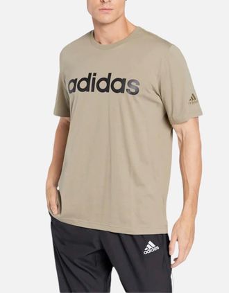 adidas Mens Adidas Mens T Shirts Essentials Embroidered Linear Logo Crew Neck Summer Tee NEW - Green - Size: 40