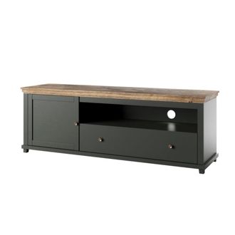 Petits Meubles Mueble tv 1 puerta 1 caj&oacute;n 181 cm paneles de aglomerado verde y madera