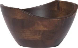 Lipper International Set Of 4 Walnut Finish Small Wavy Rim Bowls