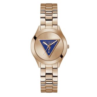 Guess Womens Tri Plaque Rose gold Dial Watch