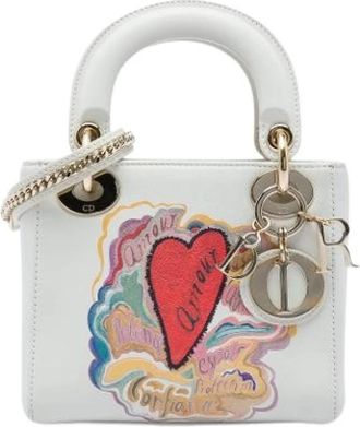 Dior Pre-owned Painted Leather Satchel - Dames - Vintage Mini Tas - Wit - ONE Size - Leer - Vintage