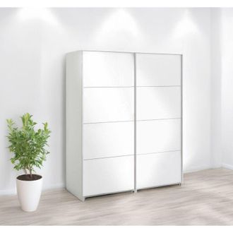 Dmora Armario 2 Puertas Emeraude, Muebles De Dormitorio, Vestidor, Armario De Ropa, 182x61 H220 Cm, Blanco Brillante - Dmora