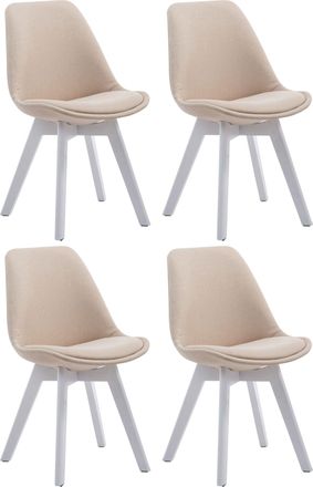 Clp Clp - Set De 4 Sillas Borneo Para Comedor En Tela Crema Blanco