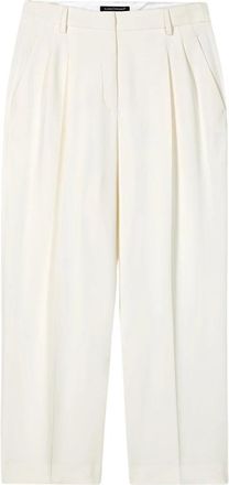 Luisa Cerano Geplooide Cropped Broek - Dames - Vrijetijds broeken - Wit - XL - Broeken