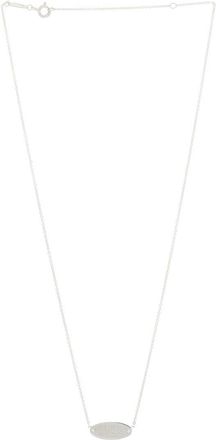 Tiffany & Co. & Co. Silver Diamond Return To Tiffany Id Oval Pendant Necklace (Authentic Pre-Loved)