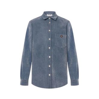 Moschino Flocked Denim Shirt - Heren - Spijkeroverhemden - Blauw - S - Denim - Overhemden