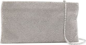 Benedetta Bruzziches Rectangular Silver Mesh Clutch Bag with Delicate Chain Strap