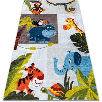 RugsX Rugsx - Alfombra Lavable Junior 51858.802 Animales, &Aacute;frica Para Ni&ntilde;os Antideslizante - Gris Multicolour 140x190 Cm