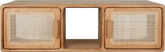 Miliboo Mueble De Ba&ntilde;o Suspendido En Madera De Teca Maciza Y Rejilla De Rat&aacute;n L120 Cm Balia