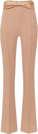 Elisabetta Franchi Wijde Broek - Dames - Wijde Broeken - Beige - L - Polyester - Broeken