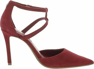 Calvin Klein Womens Dentel Luxe Ankle Strap Pumps In Dark Red