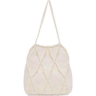 Dolce Vita Faux Pearl Satin Bag in Ivory at Nordstrom