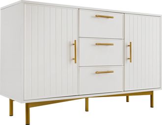 STILVORA C&oacute;moda Con 2 Puertas Y 3 Cajones, Estante Regulable, Estilo Moderno, En Tablero De Part&iacute;culas, Blanco, 120&times;40&times;75 Cm
