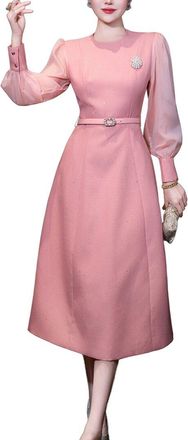Burryco Burryco Pink Solid Midi Dress