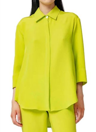 Catherine Regehr Jane Shirt In Bright Lime Silk Crepe